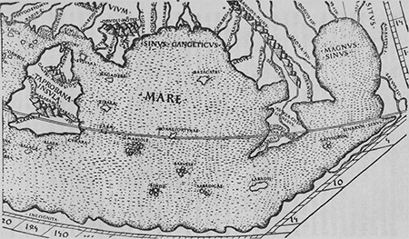 De Indische zee volgens Ptolemaeus.