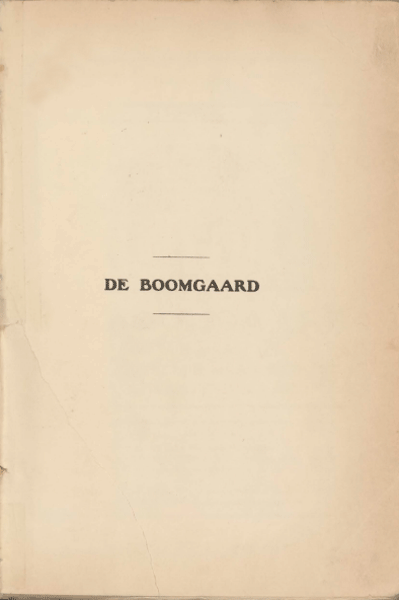 Titelpagina van De Boomgaard. Jaargang 1