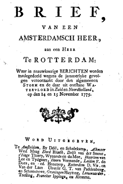 Brief, van een Amsterdamsch heer, aan een heer te Rotterdam