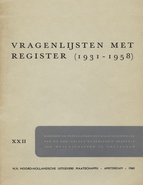 Titelpagina van Vragenlijsten met register (1931-1958)