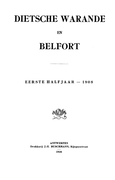 Titelpagina van Dietsche Warande en Belfort. Jaargang 1908