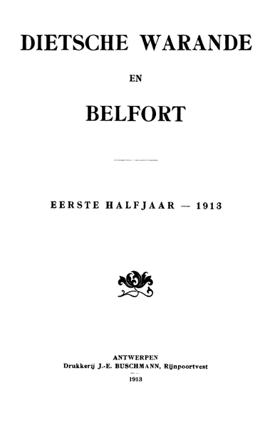 Titelpagina van Dietsche Warande en Belfort. Jaargang 1913