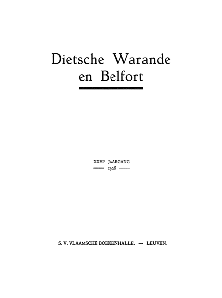 Dietsche Warande en Belfort. Jaargang 1926