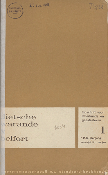 Titelpagina van Dietsche Warande en Belfort. Jaargang 111