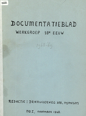 Documentatieblad werkgroep Achttiende eeuw. Jaargang 1968