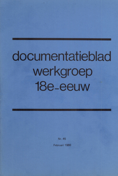 Documentatieblad werkgroep Achttiende eeuw. Jaargang 1980