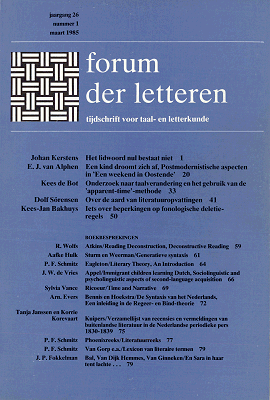 Titelpagina van Forum der Letteren. Jaargang 1985