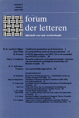 Titelpagina van Forum der Letteren. Jaargang 1986