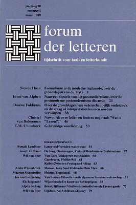 Titelpagina van Forum der Letteren. Jaargang 1989