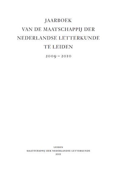 Titelpagina van Jaarboek van de Maatschappij der Nederlandse Letterkunde, 2009-2010