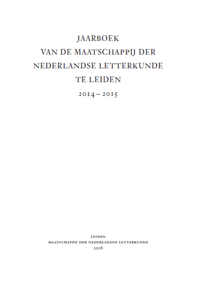 Jaarboek van de Maatschappij der Nederlandse Letterkunde, 2014-2015