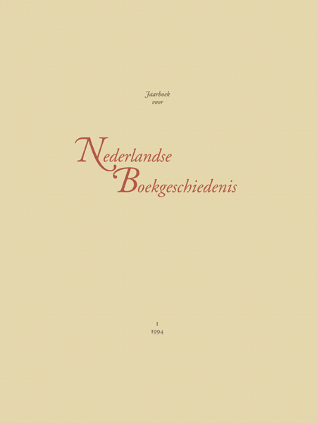 Jaarboek voor Nederlandse boekgeschiedenis. Jaargang 1
