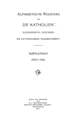 Titelpagina van Alphabetische registers op De katholiek