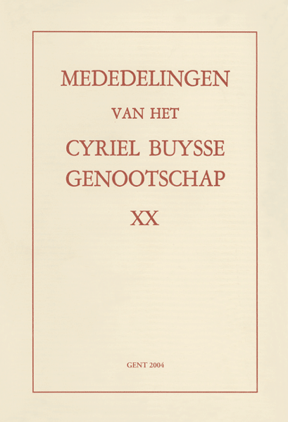 Titelpagina van Mededelingen van het Cyriel Buysse Genootschap 20
