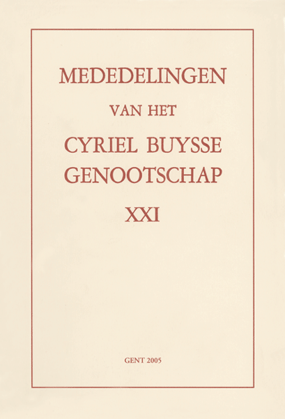 Titelpagina van Mededelingen van het Cyriel Buysse Genootschap 21