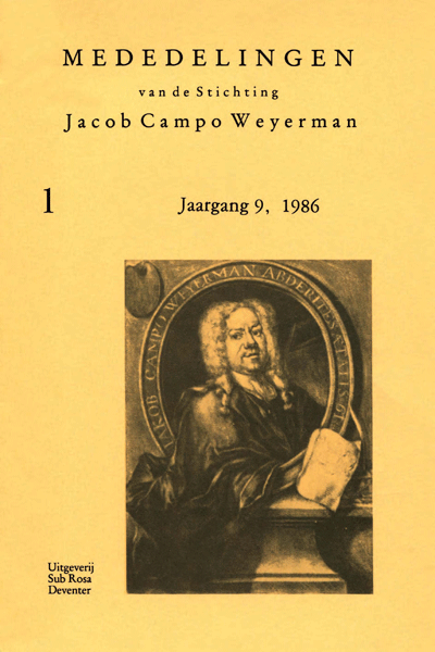 Titelpagina van Mededelingen van de Stichting Jacob Campo Weyerman. Jaargang 9