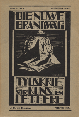Titelpagina van Die nuwe brandwag. Tydskrif vir kuns en lettere. Jaargang 1933