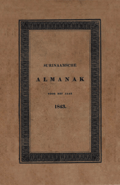 Titelpagina van Surinaamsche Almanak voor het Jaar 1843
