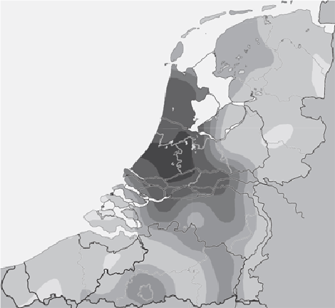 Kaart 1: Percentage diftongen over alle items (117)