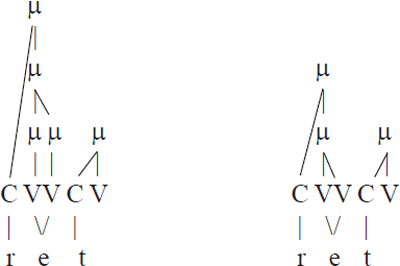 (10) het fonologische verschil tussen Accent1 en Accent2 (vervolg)

Accent1 (ree1t)

Accent2 (ree2t)