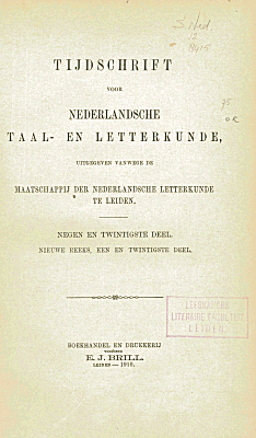 Tijdschrift voor Nederlandse Taal- en Letterkunde. Jaargang 29