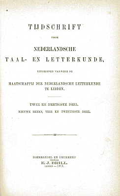Titelpagina van Tijdschrift voor Nederlandse Taal- en Letterkunde. Jaargang 32