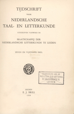 Titelpagina van Tijdschrift voor Nederlandse Taal- en Letterkunde. Jaargang 57