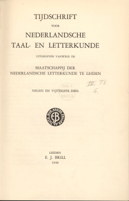 Titelpagina van Tijdschrift voor Nederlandse Taal- en Letterkunde. Jaargang 59