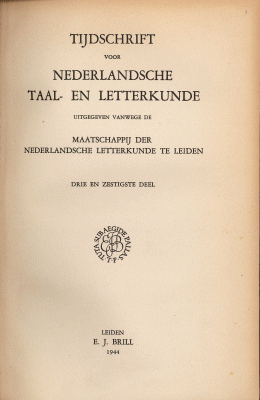 Titelpagina van Tijdschrift voor Nederlandse Taal- en Letterkunde. Jaargang 63
