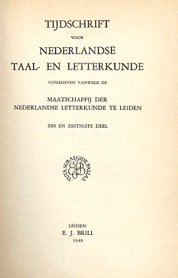 Titelpagina van Tijdschrift voor Nederlandse Taal- en Letterkunde. Jaargang 66
