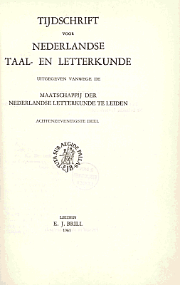 Titelpagina van Tijdschrift voor Nederlandse Taal- en Letterkunde. Jaargang 78