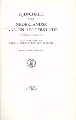 Tijdschrift voor Nederlandse Taal- en Letterkunde. Jaargang 87