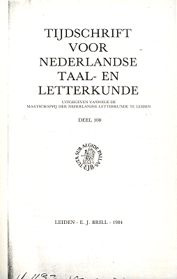 Titelpagina van Tijdschrift voor Nederlandse Taal- en Letterkunde. Jaargang 100