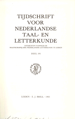 Titelpagina van Tijdschrift voor Nederlandse Taal- en Letterkunde. Jaargang 101