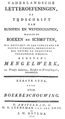 Titelpagina van Vaderlandsche letteroefeningen. Jaargang 1817