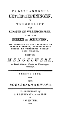 Titelpagina van Vaderlandsche letteroefeningen. Jaargang 1842