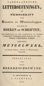 Titelpagina van Vaderlandsche letteroefeningen. Jaargang 1852