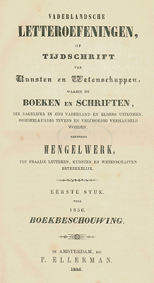 Titelpagina van Vaderlandsche letteroefeningen. Jaargang 1856