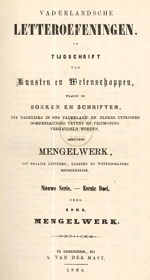 Titelpagina van Vaderlandsche letteroefeningen. Jaargang 1864
