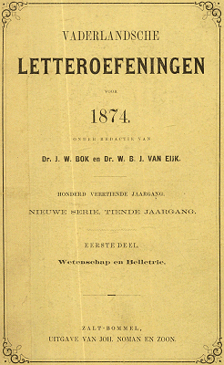 Titelpagina van Vaderlandsche letteroefeningen. Jaargang 1874