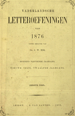 Titelpagina van Vaderlandsche letteroefeningen. Jaargang 1876