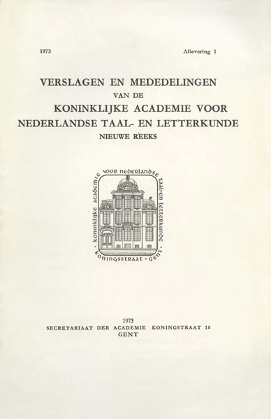Titelpagina van Verslagen en mededelingen van de Koninklijke Academie voor Nederlandse taal- en letterkunde (nieuwe reeks). Jaargang 1973