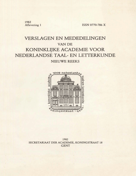 Titelpagina van Verslagen en mededelingen van de Koninklijke Academie voor Nederlandse taal- en letterkunde (nieuwe reeks). Jaargang 1982