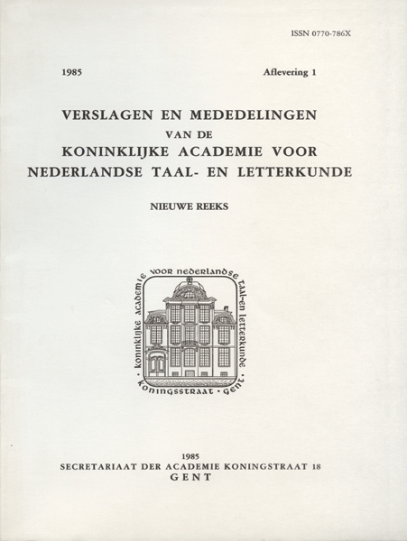 Titelpagina van Verslagen en mededelingen van de Koninklijke Academie voor Nederlandse taal- en letterkunde (nieuwe reeks). Jaargang 1985
