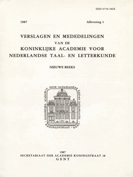 Verslagen en mededelingen van de Koninklijke Academie voor Nederlandse taal- en letterkunde (nieuwe reeks). Jaargang 1987