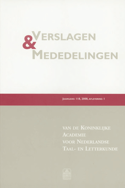 Titelpagina van Verslagen en mededelingen van de Koninklijke Academie voor Nederlandse taal- en letterkunde. Jaargang 2008