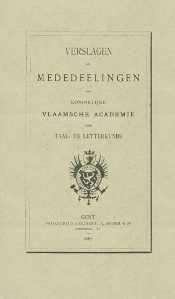 Verslagen en mededelingen van de Koninklijke Vlaamse Academie voor Taal- en Letterkunde 1886-1887