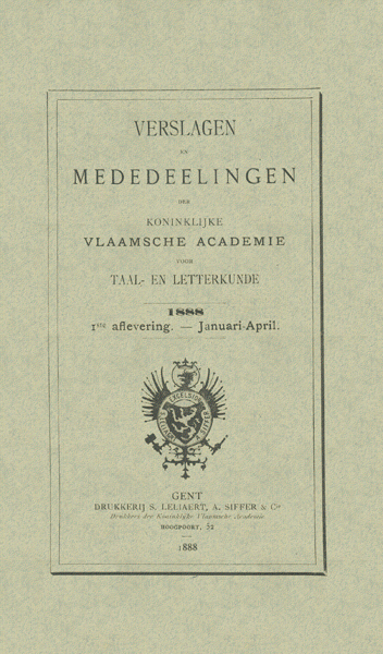 Verslagen en mededelingen van de Koninklijke Vlaamse Academie voor Taal- en Letterkunde 1888