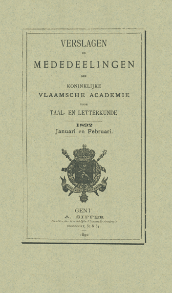 Verslagen en mededelingen van de Koninklijke Vlaamse Academie voor Taal- en Letterkunde 1892
