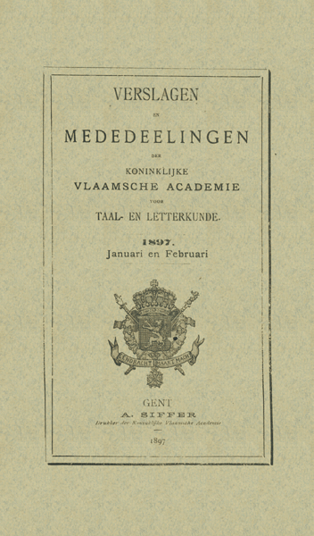 Titelpagina van Verslagen en mededelingen van de Koninklijke Vlaamse Academie voor Taal- en Letterkunde 1897